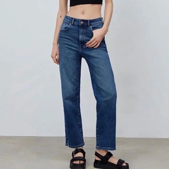 Zara Denim - 6 Zara High-Rise Button Fly Straight Leg Ankle Jeans